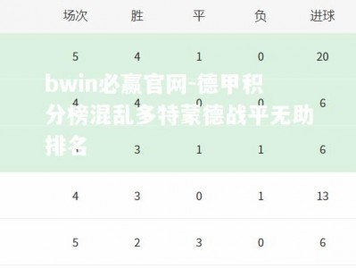 bwin必赢官网-德甲积分榜混乱多特蒙德战平无助排名
